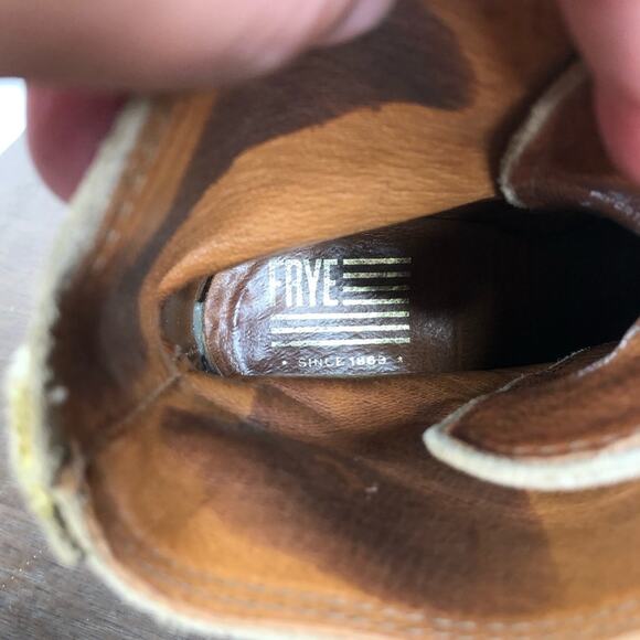 Frye Sabrina 6G Suede Leather Lace Up Bootie In Beige Women's Size 6M - Picture 9 of 13